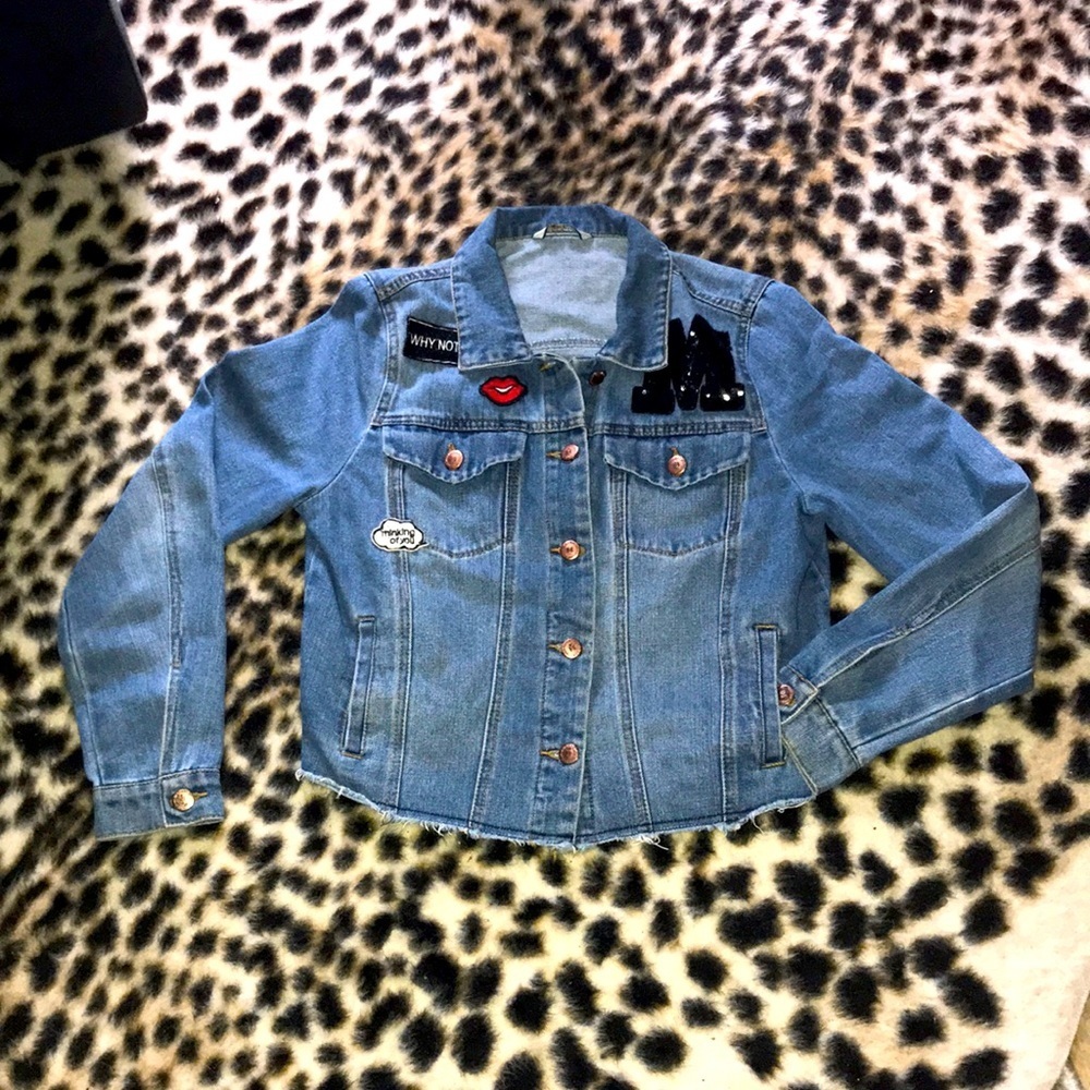 Highway jeans letterman “M” patch Denim jacket L